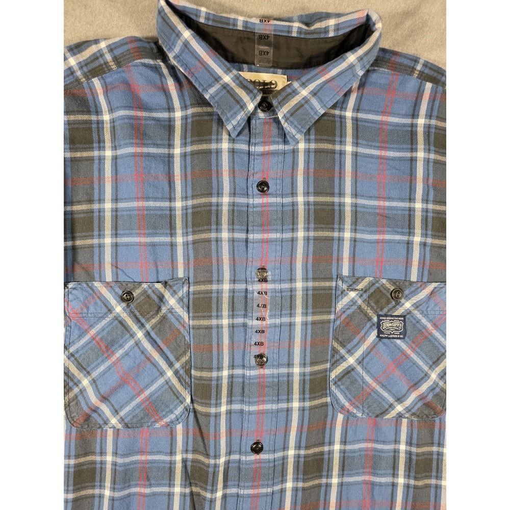 NWOT Ralph Lauren Denim & Supply Flannel Shirt 4XB Blue Plaid Button Up Western